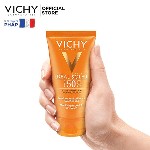 Review Kem chống nắng dưỡng trắng da mặt SPF50 Vichy Capital Soleil SPF50 Face Dry Touch