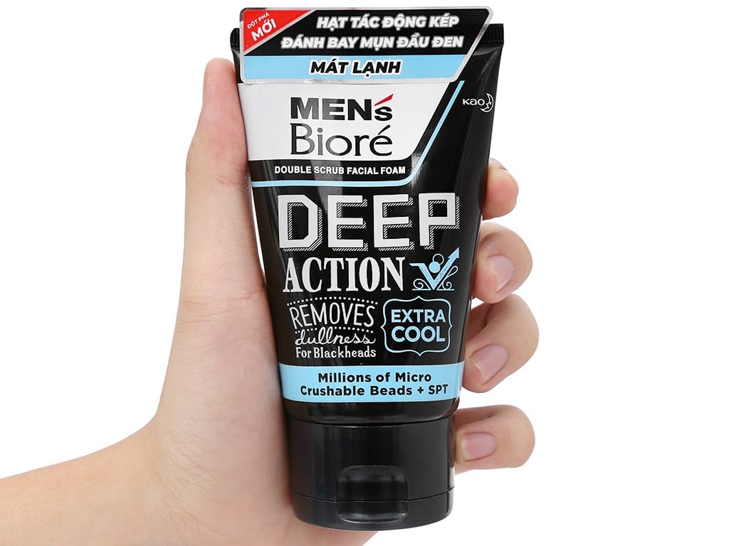 Review Sữa rửa mặt trắng da cho nam Men's Biore Foam Deep Action Extra Cool