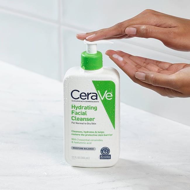 Review sữa rửa mặt trị mụn ẩn cerave hydrating facial cleanser